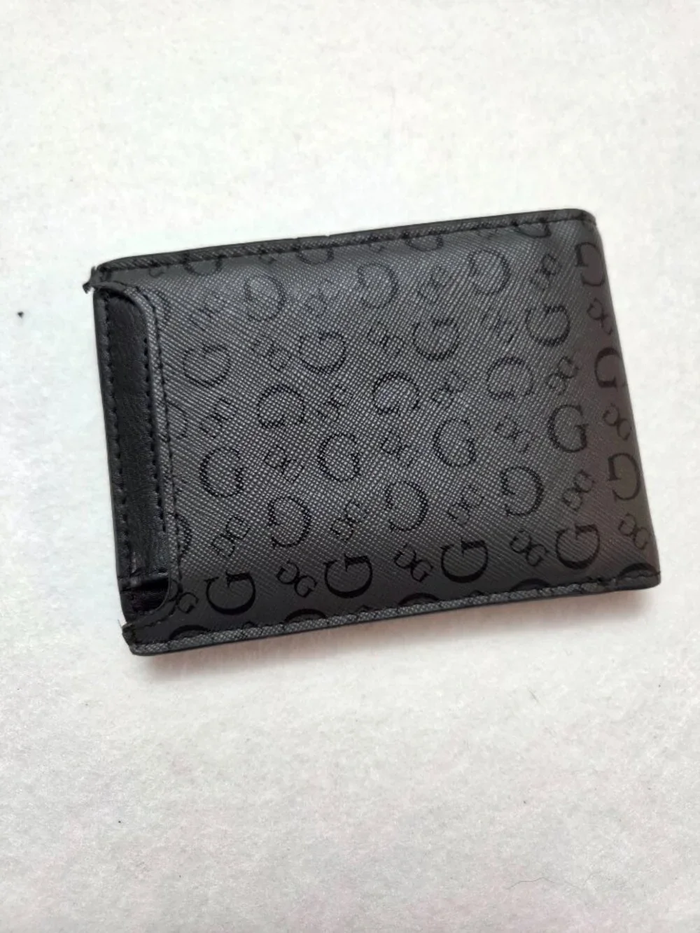 GUESS Monogram Carter Billfold Black Gray Coal Bifold Wallet Removable ID Holder